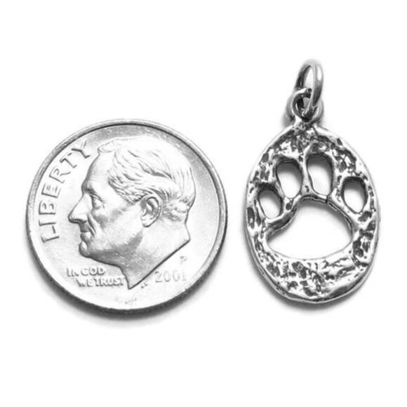 TIGER'S PAW PRINT CHARM. STERLING SILVER - Picture 2 of 2
